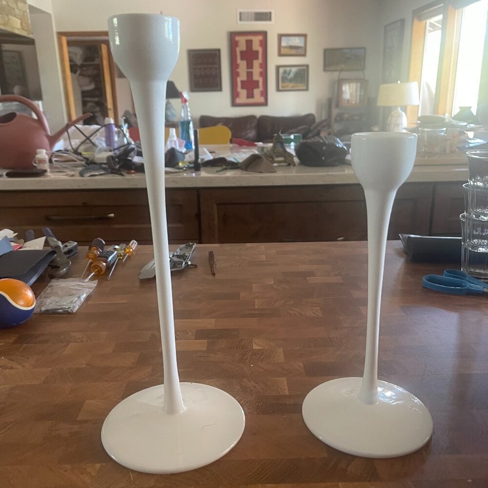 Vintage Ikea Blomster Handblown Glass Candlesticks - Pair